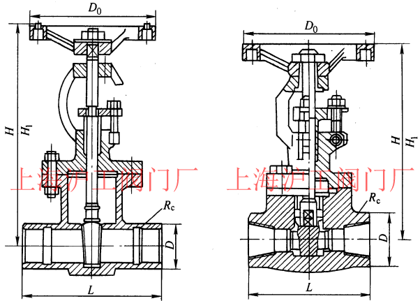Z11H��Z11Y �� PN25~PN160 ��ƃ�(n��i)�ݼyШʽ�l�y���μ��Y(ji��)��(g��u)�ߴ�ʾ��D