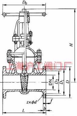 Z40H��Z40Y��Z40W �� PN16��PN25 ���Шʽ�l�y���μ��Y���ߴ�ʾ��D