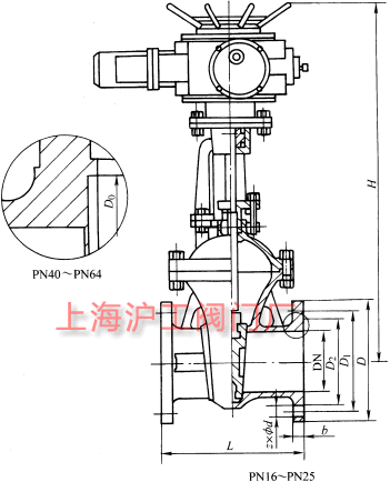 Z941H��Z941Y��Z941W �� PN16~PN63 늄�Шʽ�l�y��Ҫ���μ��Y���ߴ�ʾ��D